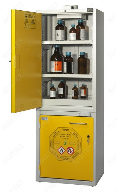 Шкаф для комбинированного хранения кислот, щелочей и ЛВЖ Labor Security System KEMFIRE 600A, Type A